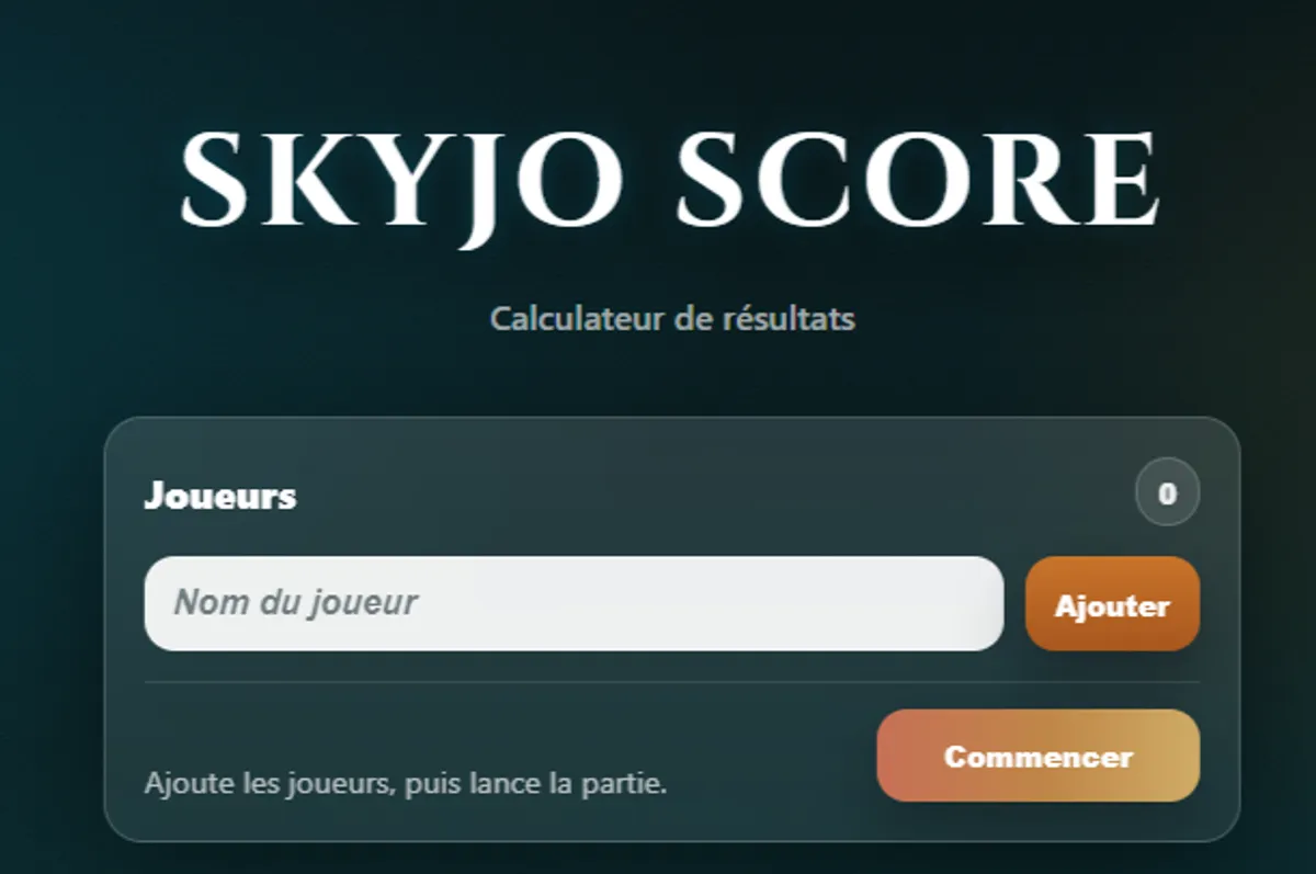 Aperçu du projet Skyjo Score